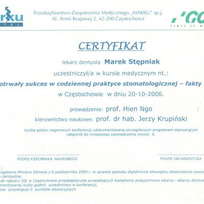 Certyfikaty - Marek Stępniak