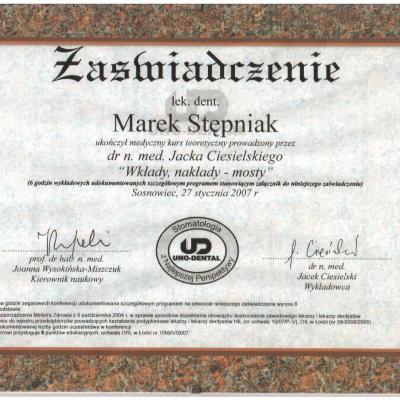 Certyfikaty - Marek Stępniak